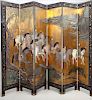 Chinese Carved and Lacquered Six-Panel Screen, Modern