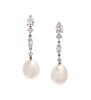 Platinum, Diamond and Cultured Pearl Earclips