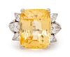Ceylon Yellow Sapphire and Diamond Ring