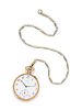Howard, Yellow Gold Open Face Pocket Watch and Fob Chain