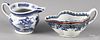 Chinese export porcelain canton creamer, 19th c., 3 3/4'' h., together with a gravy boat