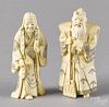 Pair of Japanese Meiji period carved ivory figures of a man and woman, 4'' h.