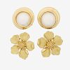 TWO PAIRS OF TIFFANY & CO. YELLOW GOLD EARRINGS
