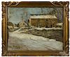 Continental oil on canvas winter landscape, signed indistinctly lower left Louis ____ and dated