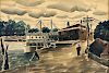Hobson Lafayette Pittman (American, 1890/1899-1972)      Riverboat at Dock.