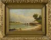Oil on canvas river landscape, early 20th c., signed D. A. Fisher, 9'' x 12 3/4''.