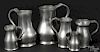 Four associated Channel Islands pewter measures, 19th c., Jersey type and unlidded
