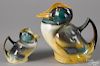 Royal Bayreuth porcelain duck creamer, 3 3/4'' h., and water pitcher, 6 1/2'' h., marked Registered