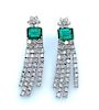 18KT White Gold Emerald and Diamond Earrings