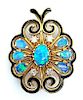 La Triomphe Victorian-Style Opal & Diamond Enamel Brooch/Pendant