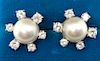 Pair of Diamond and Mabe Pearl Earrings