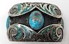 Native American Sterling and Turquoise Cuff Bracelet