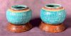 Pair of Chinese Turquoise Glazed Pots on Stands