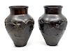 Pair of Japanese Bronze Vases, Late Ching