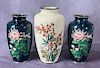Three Japanese Cloisonne Vases, Two Signed SATO