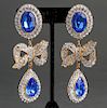 Valentino Faux-Sapphire & Rhinestone Bow Earrings