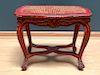 French Red Painted Cane Bench
