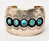 R Secatero Navajo Silver & Turquoise Cuff Bracelet