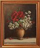 Illegibly Signed Still Life with Flowers Oil