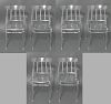 Modern Spindle Colorless Lucite Dining Chairs, 6
