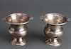 Sterling Silver Small Urns, Rose Motif, Pair