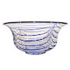 Italian Mid-Century Art Glass Bowl w Blue Swirls