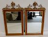 Antique Pair Of Mirrors With Gilt Eagle Crowns