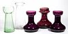 VARIOUS GLASS HYACINTH VASES, LOT OF FIVE