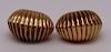 JEWELRY. Vintage Signed 14kt Gold Ribbed Ear Clips