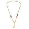 Chinese Jade Necklace with Coral Gold and Jade