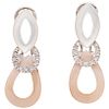 PAIR OF MOTHER-OF-PEARL AND DIAMONDS EARRINGS. 14K WHITE GOLD