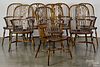 Set of eight reproduction English yewwood dining chairs.