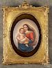Painted porcelain plaque of the Mother and Child, late 19th c., porcelain - 5'' x 4''.