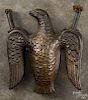 Embossed brass eagle figural parade torch, 19th c., 10'' h.