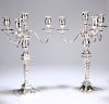 A HANDSOME PAIR OF VICTORIAN FOUR-LIGHT SILVER CANDELABRA I