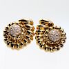 A PAIR OF 18CT YELLOW GOLD AND DIAMOND SET EARRINGS BY GARR
