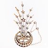 A MID VICTORIAN SEED PEARL AND DIAMOND SPRAY BROOCH, the cr