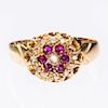 A LATE 19TH CENTURY 18CT YELLOW GOLD RUBY RING, the pierced