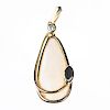 AN 18CT YELLOW GOLD OPAL AND DIAMOND PENDANT, the large tap