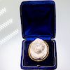 A 19TH CENTURY PORCELAIN CAMEO BROOCH, the oval mount with 