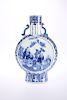 A CHINESE BLUE AND WHITE PORCELAIN MOON FLASK, 19TH CENTURY