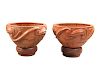 A PAIR OF HAND MADE TERRACOTTA "CELTIC" BULB BOWLS BY WEST 