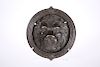 A PATINATED BRONZE LION MASK DOOR KNOCKER, EARLY 19th CENTU