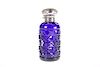 A SILVER-TOPPED BLUE-GLASS SCENT BOTTLE, BIRMINGHAM 2001, i