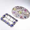 A VICTORIAN PASTE AND ENAMEL BUCKLE, the ten sections of bl