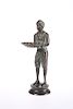 AN ORIENTALIST PATINATED BRONZE FIGURAL WAITER, LATE 19th C