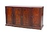 AN EARLY 19TH CENTURY MAHOGANY BREAKFRONT SIDE CABINET, wit
