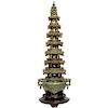 Monumental Chinese Serpentine Carved Pagoda Censer, Early 20th Century
