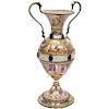 Extremely Large Austrian Silver and Viennese Enamel Twin Handled Vase, 1880