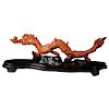 Exceptional Chinese Carved Coral Dragon with Fire, Qing Dynasty